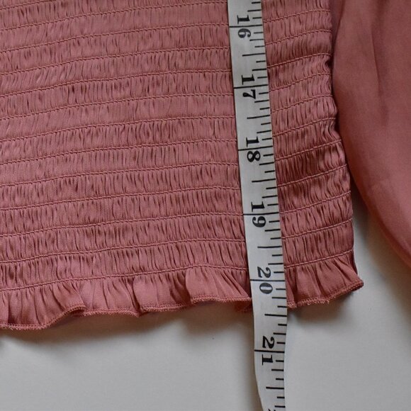 J. Crew Square Neck Pink Satin Smocked Blouse Top Size S - Picture 5 of 12